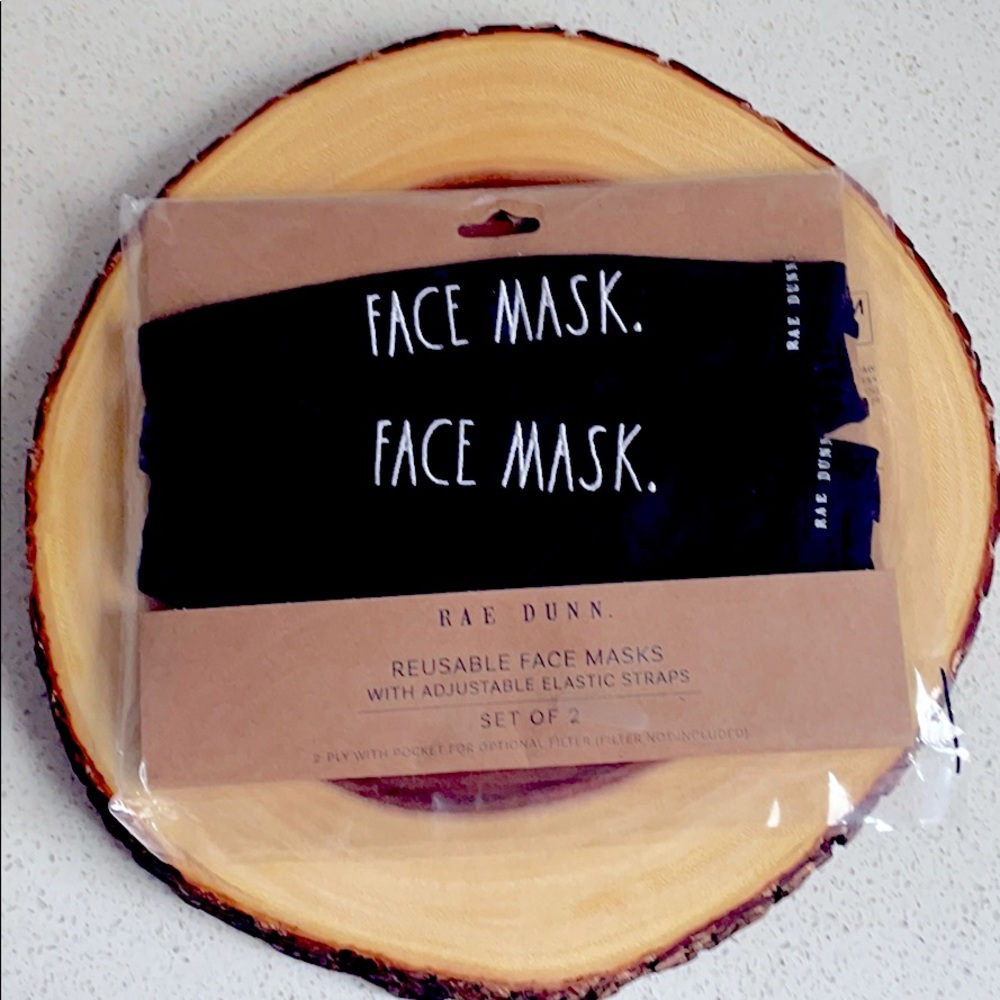 😷2x RAE DUNN EMBROIDERED FACE MASK REUSABLE WASHABLE